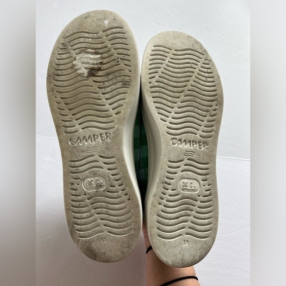 Camper Gingham Check Print Sneakers Size 37 Green Blue - Picture 8 of 9